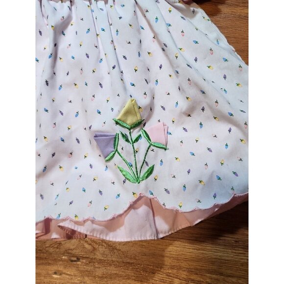Vtg Tiny Tots Size 18 M Pink White Floral Bib Dress - Picture 2 of 4